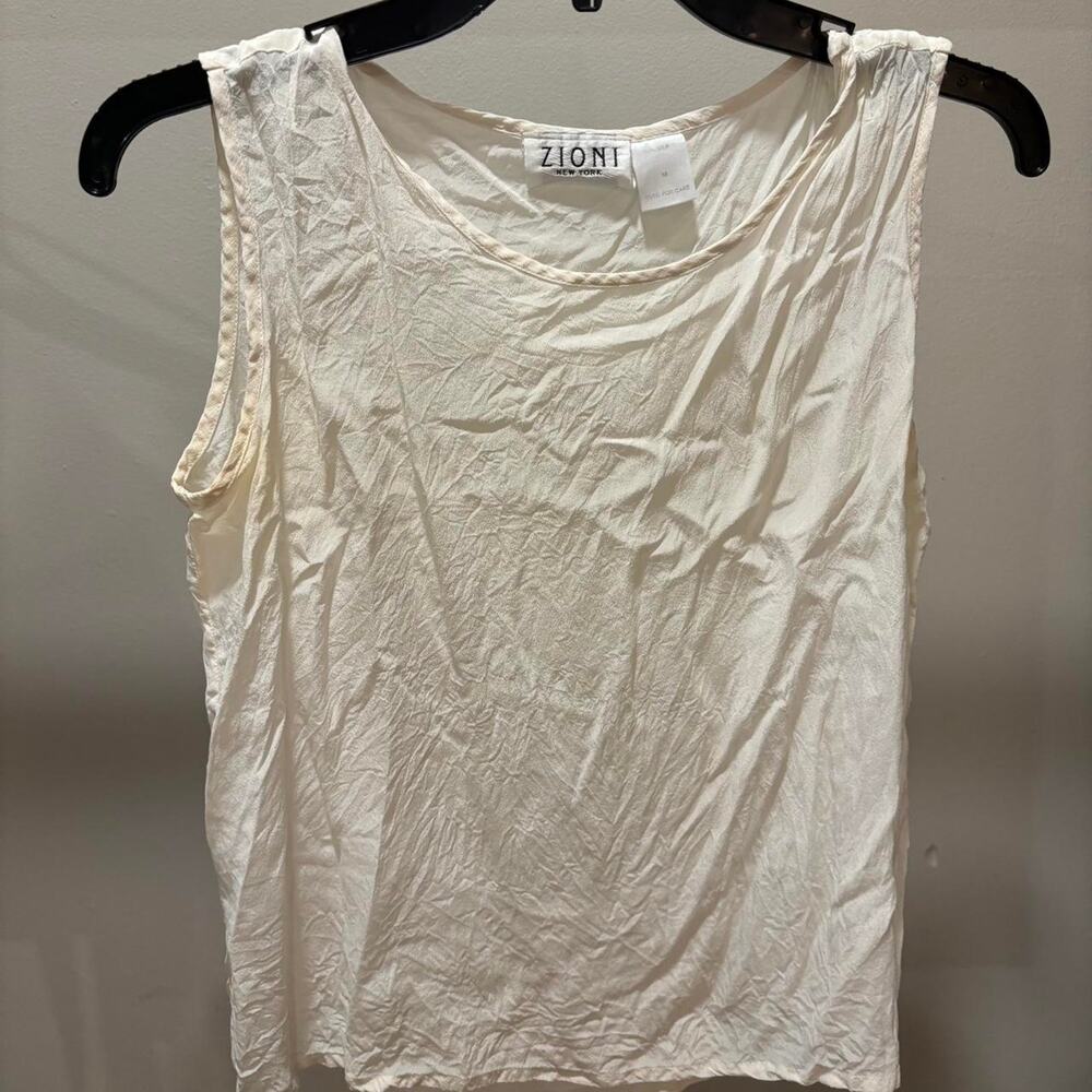 Silk Tank Top Zioni Lightweight Transluscent Cream White Undergarment Women's M